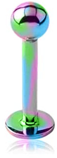 Jewel Barrel Labret Piercing 6mm 8mm Stab Lippenpiercing Lippe Stud Ring Monroe Helix Tragus Ohrstecker Körperschmuck 16g (1,2 mm) Chirurgenstahl mit Kugel (Regenbogen, 6)