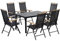 Outsunny Sitzgruppe klappbar 7tlg. Balkonset Balkonmöbel 1 Tisch+6 Stühle Gartenmöbel Set Sitzgarnitur Aluminium Mesh Schwarz