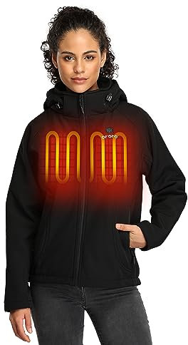 ORORO Veste Chauffante Femme Slim Fit Avec Batterie Blouson Chauffant Femme Manteau Chauffant Hiver Avec Capuche Détachable - Chargeur Non Inclus (Noir Neutre, L)