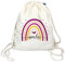 Bio Turnbeutel mit Namen personalisiert & Bedruckt | Motiv Regenbogen | Stoffbeutel Schuhbeutel Sportbeutel Wäschebeutel Rucksack für Kinder Jungen & Mädchen | inkl. NAMENSDRUCK