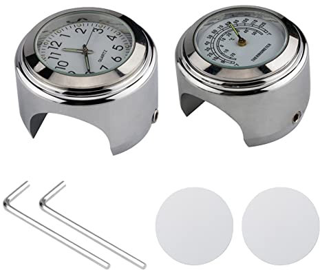 Shkalacar Universal Motorrad Lenker Uhr, Fahrradthermometer, Wasserdichter Uhr für Motorradlenker, Fahrräder, 22 mm-25,4 mm, 7/8 Zoll- 1 Zoll Lenker