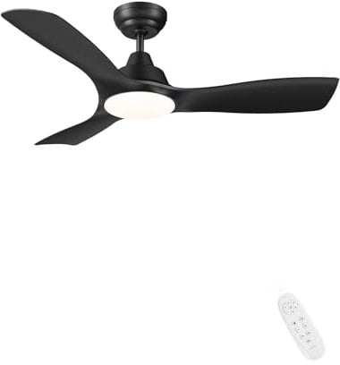 CJOY DC Ceiling Fans with Lights, 42'' Ceiling Fan Lights with Remote Control LED Dimmable, Black Ceiling Fans with Lamps Quiet Reversible DC Motor 3 Blade 6 Speeds for Bedroom Living Room