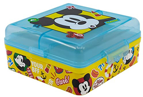 Fiambrera infantil cuadrada para almuerzo con 3 compartimentos de Mickey Mouse