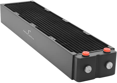 Dracaena.io - Radiador de computadora de 480 mm - 64 mm de grosor, 12 tubos de refrigeración de agua de cobre para disipador de calor de CPU, intercambiador de calor líquido doble rosca G1/4, negro