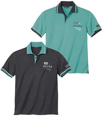 ATLAS FOR MEN - 2er Pack Poloshirt Herren - Poloshirt Herren mit Aufdruck - Herren Polos Kurzarm - Polo Herren - In großen Größen erhältlich