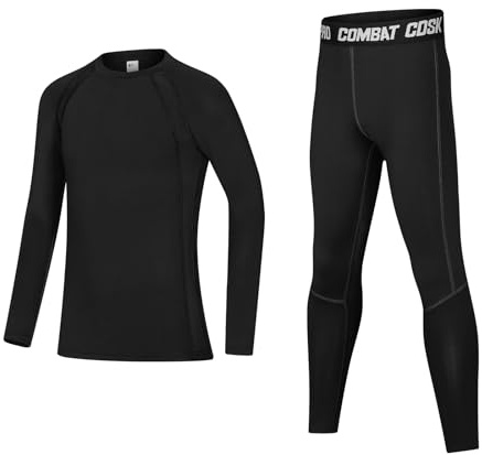 Thermounterwäsche Kinder Fußball Funktionswäsche Skiunterwäsche Jungen | Warme Atmungsaktiv Sportunterwäsche Thermounterhemd Thermounterhose Set für Training Ski Radsport