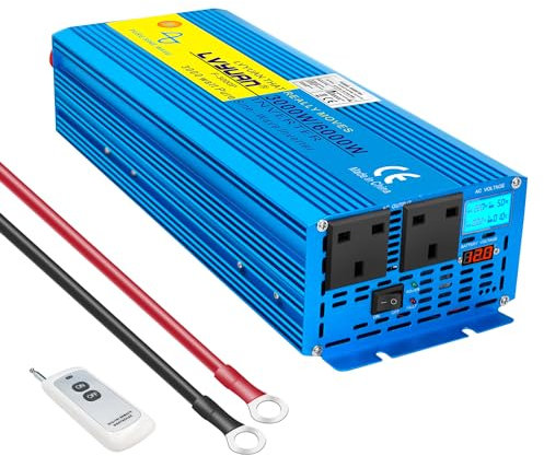 Cantonape Power inverter Pure Sine Wave 3000W 6000W DC 12V to AC 240V voltage converter with wireless remote controller & dual AC outlets for RV Truck Car