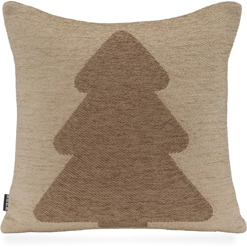 H.O.C.K. X-Mas Tree Tannenbaum Weihnachtskissen inkl. Füllung Leander Wendekissen 40x40cm (40x40cm, beige/braun)