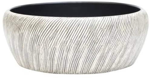 vidaXL Aufsatzwaschbecken, Rund Waschbecken mit Muster, Handgefertigt Waschtisch Waschschale für Badezimmer, Handwaschbecken Spülbecken, Schwarz Grau Ø41x14 cm Keramik