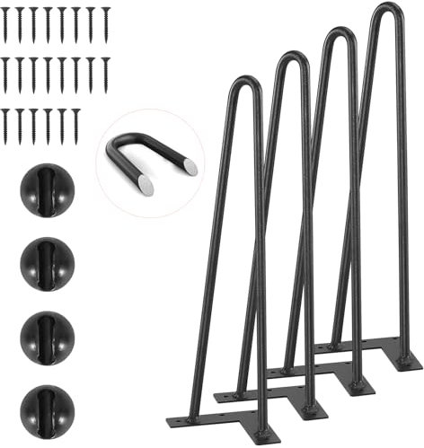 VEVOR 4er-Set Tischbeine Haarnadelbein 406mm hoch 110x110mm Montageplatte Kohlenstoffstahl Pulverbeschichtet Hairpinlegs 227kg Tragfähigkeit Ideal für Küchentische Wohnzimmerkonsolen Studio-Tische