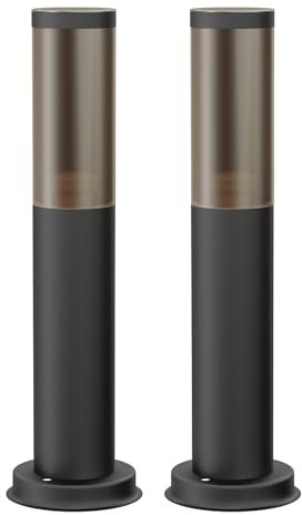ledscom.de 2 Stück Wegelicht/Pollerleuchte/Gartenleuchte PORU für außen, Rauchoptik, IP44, 40 cm, schwarz, 1x E27 max. 40W