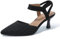 fereshte Women's Low Kitten Heels Knit Pumps Elastic Ankle Strap Slingback Dress Shoes, Black, 5 UK