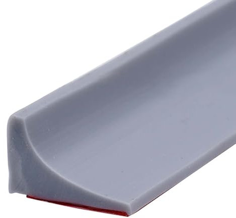 2M Barrera Agua Ducha, Tira Impermeable Sellado Embellecedor Copete Encimera Cocina, Barrera de Agua Autoadhesivo, Tira De Silicona Tope Agua Flexible para Baño Suelo, Lavabo, Bañera (Gris)