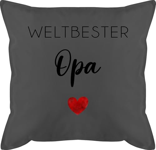 Kissen 50x50 - Weltbester Opa | Geschenkidee Großvater | Geschenk Opi | Bester Opa Präsent - 50 x 50 cm - Grau - Geschenke für opas großeltern Grandpa Grandad Grossvater Opa,