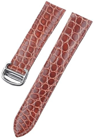 Pgqjfks Uhrenarmband aus Krokodilleder, 22mm, Ersatz für Herren- und Damen-Uhrenarmband aus Leder, Braun, 16mm