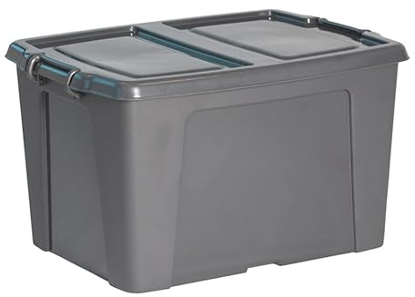 Strata Smart Storage Box - Charcoal Grey - Organizing & Moving Solution for Home & Kitchen (65 Litre)