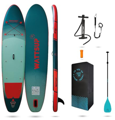 Wattsup - SUP Stand Up Paddle aufblasbar - First-Serie - Dropstitch - Komplettset: Paddel, Leash, Pumpe, Transporttasche