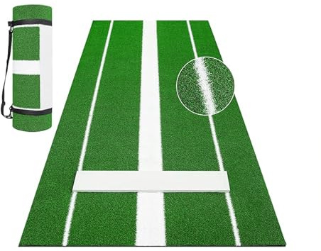 reukmuuc Softball-Pitching-Matte, 3 x 90 cm, tragbare Softball-Pitching-Matte mit Gummi und Powerline, Kunstrasen-Hügel mit Tragegurt, für drinnen und draußen, Baseball-Übungspad für Krüge