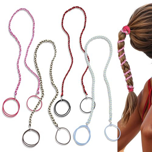 HJZHII 4 Stück Elastische Haargummis Mit Pferdeschwanz,65cm Rip Tie Hair Ties,Schonende Scrunchies Wickel Haargummis Mädchen Haargummi Damen Spiral Pferdeschwanzhalter Geflochtene Für Schwimmen Sports