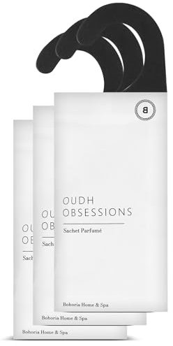 BOHORIA® Duftsachet Duftsäckchen Raumduft Frische Wäsche I Perfekt für den Kleiderschrank, Auto, Schubladen, Schränke Beseitigung von Gerüchen, Raumduft (Oudh Obsessions, 3er Pack)