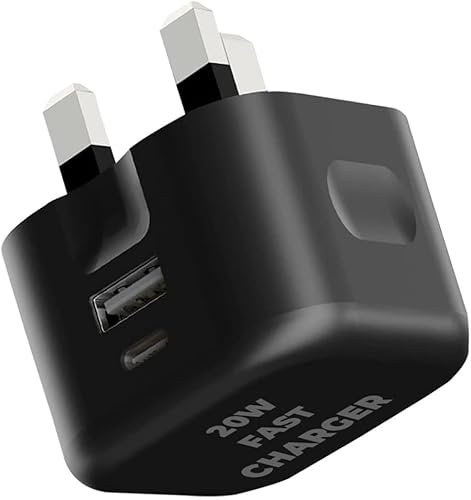 For Apple iPad Air 13 / Air 11 / iPad (2025) Charger Plug 20W Dual Port USB & USB C Charger Type C PD Charging Adapter Fast Charge Travel Fast Charging Power Adapter Phone (BLACK)