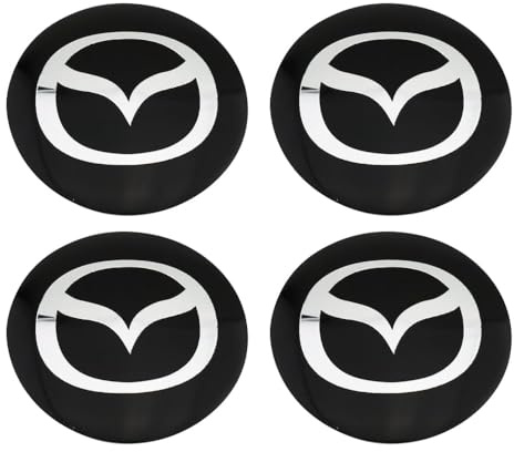 CHAOWEIFB 4 Pezzi Auto Ruota Centro Coprimozzi Adesivi per Mazda 3 IV Sedan 2019-2024, Tappi Coprimozzo Adesivo Cerchioni Mozzo Badge Accessori Tuning,Black A-60MM