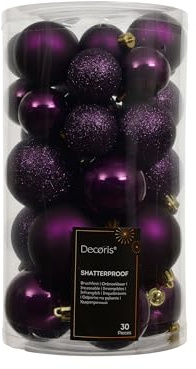 Weihnachtskugeln Kunststoff 4-6cm Mix 30 Stück - klassisch & bruchsicher - Christbaumkugeln Weihnachtsbaumkugeln für Weihnachten - matt glänzend & glitzernd gemischt - Feige
