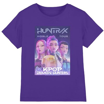 Kpop Demon Hunters Unisex Kids K-pop Demon Hunters - Huntrix Huntr/X World Tour Billboard Kids T Shirt T-Shirt (Pack of 1)