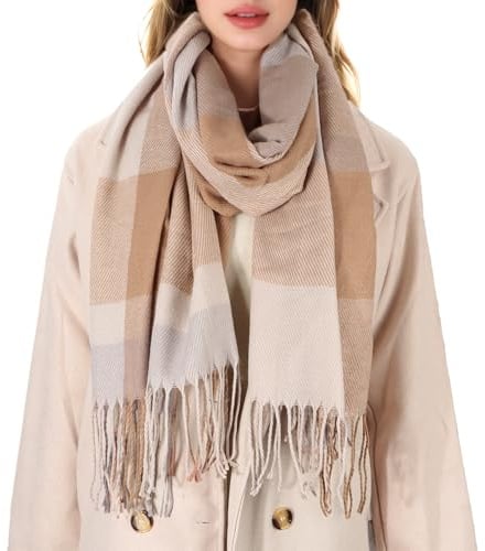 Alorn Damen Schal - Kariert übergroßer XXL Winterschal Deckenschal Weich Warm Herbstschal Kariert Karo Tartan Streifen Fransen Poncho