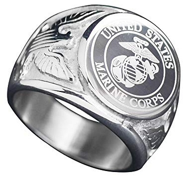 RZRPYFMM US Army Abzeichen Adler Ring Edelstahl Herren Ring Adler Logo Persönlichkeit Ring Soldat Alltagszubehör,Silber,9