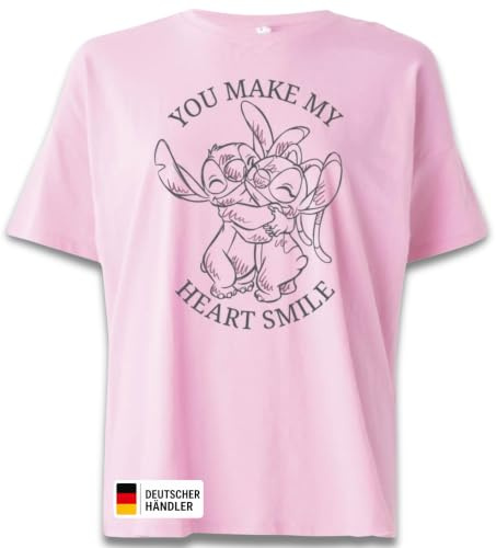 Disney Lilo und Stitch T-Shirt für Jugendliche & Erwachsene, 100% Baumwolle, Größen S bis L, Design mit Stitch & Angel, Teenager