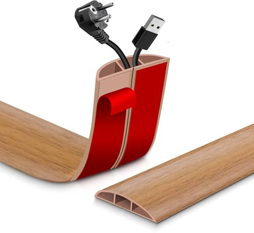 1.5M Floor Cable Cover Self-adhesive Floor Cord Cover Cable Protector Waterproof for Outdoor Cable,PVC Cable Covers for Wires Floor for RV,TV&Office(Yellow Wood Grain,3CM)