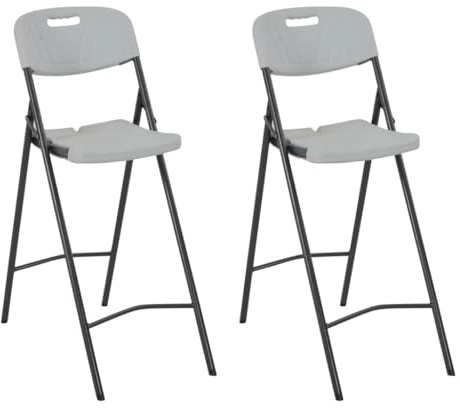 Cartvyn Klappbare Barstühle 2 STK Weiß, HDPE und pulverbeschichteter Stahl, wetterfest, 45x78x114 cm, stapelbar, Balkonstuhl und Gartenstuhl für Terrasse und Outdoor