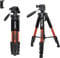 Camera Tripod, ZOMEI Q111 55-inch Smartphone Tripod Flexible Aluminum Travel Tripod with 3-Way Pan Head and Phone Holder, for Photography YouTube Smartphones Cameras and LED Ring Light (Orange)