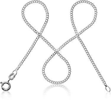 modabilé Panzerkette Damen Halskette 925er Sterling Silber (50cm lang I 1,7mm breit) Nur Silberkette 925 ohne Anhänger Silberne Kette für Frauen
