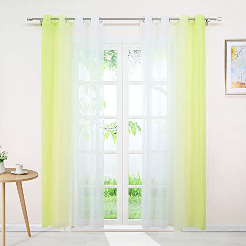 Joyswahl Gardine Voile Vorhang mit Farbverlauf Design »Agnes« Dekoschal Fenster Schal BxH 140x245cm Grün mit Ösen 2er Pack