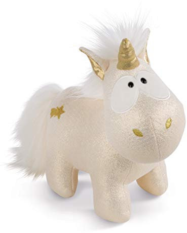 NICI Theodor Einhorn Kuscheltier Shooting Star - 13 cm - Goldenes Einhorn Plüschtier mit goldenem Horn und glänzendem Plüschfell - Für jedes Alter geeignet - 43723