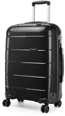 Kono Grand Valise Rigide en Polypropylène Bagage de 28 Pouces Léger 4 roulettes avec Serrure TSA(Noir, L (74cm - 105L))