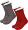 Boao 2 Paar Damen Warme Pantoffel Socken Weihnachten Fuzzy Socken Fleece-gefütterte Rutschfeste Pantoffel Socken (Grau und Rot)