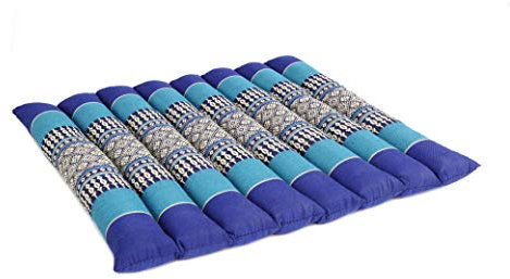 FLACH ROLLBAR – Flaches und weiches Yoga- und Meditationskissen – ROLLBAR und in Höhe und Breite verstellbar – 100 % natürliches Kapok mit hoher Dichte – fest, stabil und bequem – Ozeanblau – M