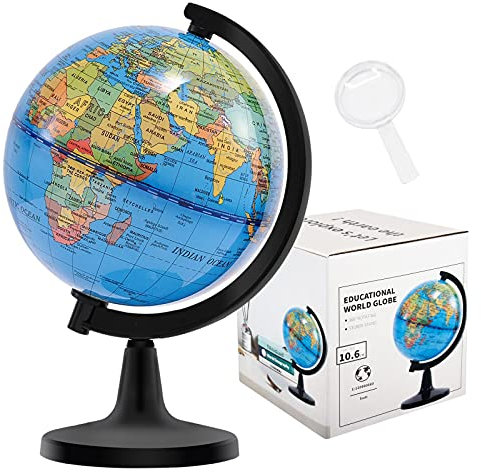 Fun Lites 10,6 cm Weltkugel für Kinder, Lernen, rotierende Weltkarte, Mini-Größe, dekorativer Globus für Klassenzimmer, Geographie, Unterricht, Schreibtisch und Büro Dekoration