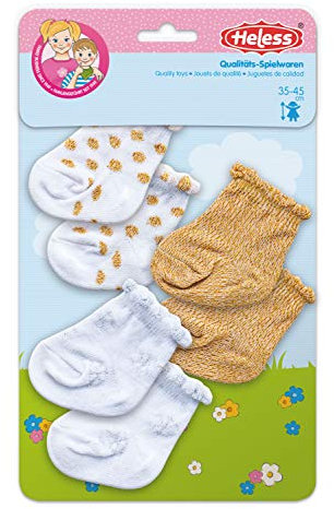 Heless 171 - Söckchen mit Glitzer für Puppen, in den Farben Weiß, Gold und Silber, 3 Paar, Größe 35 - 45