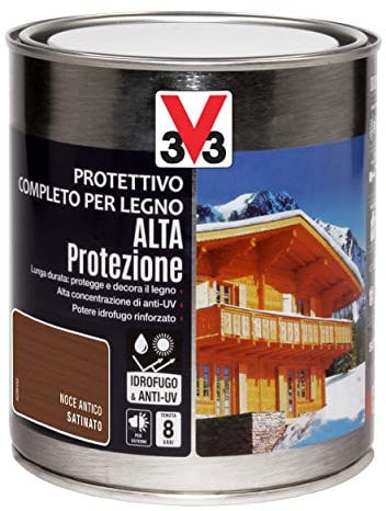 V33 Protettivo Completo per Legno a Solvente Alta Protezione Noce Antico 0,75 L