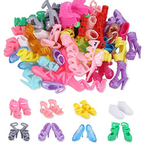 JANYUN 30 Pairs Doll Shoes Various Styles Replacement High Heel Boot Assorted Colors Shoes Set Bulk for 12 Dolls Closet