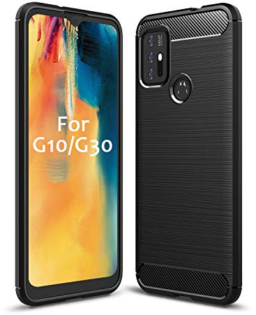 SCL Fallschutz Hülle Kompatibel mit Motorola Moto G10 / G30 - Kohlefaser Schwarz Hülle für Moto G10 / G30