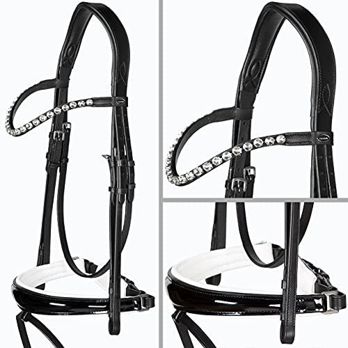 Heinick-Reitsport Trense anatomisch Performance Weiß Lack konisches RH Zaumhaken ~ Vollblut ~ Auswahl (Glow-Silver)