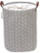 Sea Team Arrow Pattern Laundry Hamper Canvas Fabric Laundry Basket Collapsible Storage Bin with PU Leather Handles and Drawstring Closure, 19.7 by 15.7 inches, Waterproof Inner, Grey