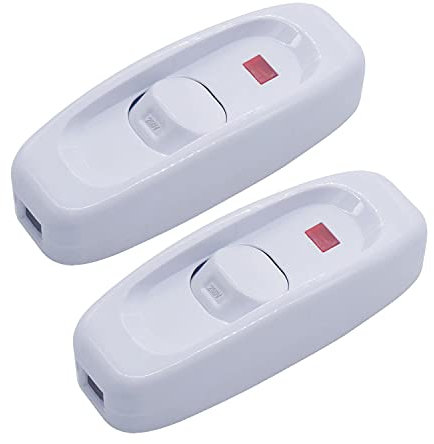 mxuteuk 2PCS Interruttore per apparecchio in linea Interruttore a cavo 10A 250V Interruttore a bilanciere per lampada con cavo Luce a LED per lampada da tavolo, scrivania, camera da letto IT-GW320-W
