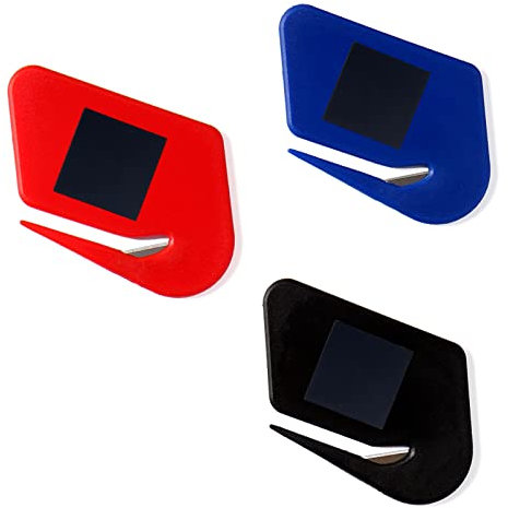 Magnetischer Brieföffner, Umschlagöffner, Schlitz, Brieföffner, Klinge mit Magnet, Brieföffner für Damen, Umschlagschneider (rot, blau, schwarz), 3 Stück