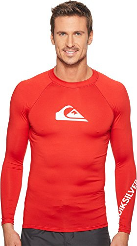 Quiksilver Men's All Time Long Sleeve Rashguard UPF 50 Sun Protection Surf Shirt Rash Guard, Quik Red, XXL